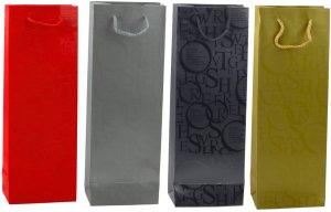 Torba Prezentowa Na Butelkę Wino Wzór Z Napisami 35 x 12 x 9 cm 1