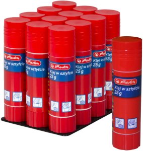 Klej w sztyfcie 25g szkolny biurowy mocny transparent zmywal HERLITZ 12szt 1
