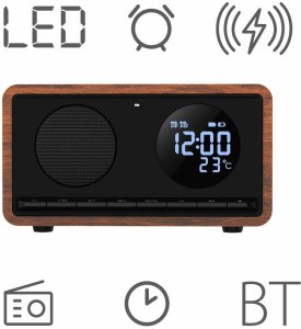 Radiobudzik z ładowaniem bezprzewodowym Manta RIMINI czarne 2