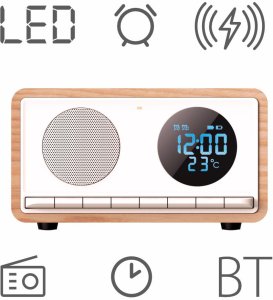 Radiobudzik z ładowaniem bezprzewodowym Manta RIMINI białe 2