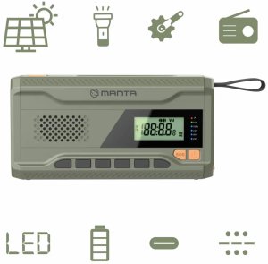 Radio przenośne na korbkę solarne powerbank latarka Manta DYNAMO USB FM, AM 2