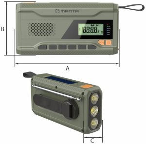Radio przenośne na korbkę solarne powerbank latarka Manta DYNAMO USB FM, AM 7