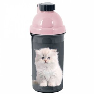 KOTEK BIDON DLA DZIEWCZYNKI BUTELKA Z KOTKIEM NA NAPÓJ 500 ml DO SZKOŁY 1