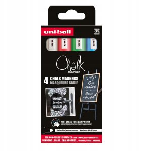 UNI-BALL Uni Chalk marker zestaw 4 szt. PWE5 ( white, red, green, blue) 2