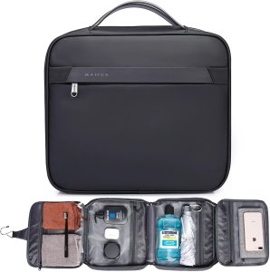 Torba wodoodporna Kosmetyczka Bange 30x26x10 cm rozkładana na kosmetyki akcesoria Podróżna damska męska Czarna 14