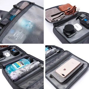 Torba wodoodporna Kosmetyczka Bange 30x26x10 cm rozkładana na kosmetyki akcesoria Podróżna damska męska Czarna 5