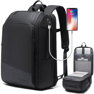 Plecak wodoodporny Bange na laptopa 15.6" miejski podróżny 49x31x18 cm powiększany do pracy samolotu męski damski z gniazdem USB Czarny 1
