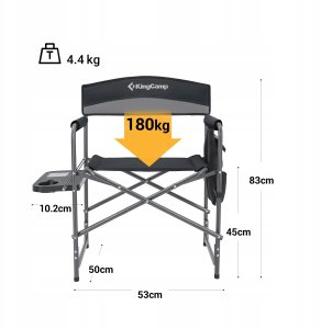 KingCamp Krzesło na Plażę Biwak Wędkarskie Turystyczne Składane KING CAMP Black Grey 8
