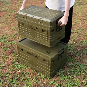 NCB4003 SKŁADANA SKRZYNIA KEMPINGOWA Z POKRYWĄ ZIELONA 50L NILS CAMP 12