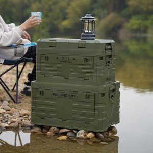 NCB4003 SKŁADANA SKRZYNIA KEMPINGOWA Z POKRYWĄ ZIELONA 50L NILS CAMP 15