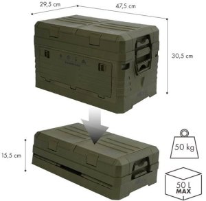 NCB4003 SKŁADANA SKRZYNIA KEMPINGOWA Z POKRYWĄ ZIELONA 50L NILS CAMP 3