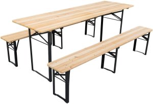 Saska Garden ZESTAW PIKNIKOWY BAROWY DREWNIANY STÓŁ I 2 ŁAWKI SKŁADANY 2