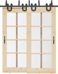 vidaXL System do montażu drzwi przesuwnych, 183 cm, stal, czarny 1
