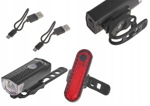 Wodoodporna lampka rowerowa USB IP54 – zestaw przód + tył (120) 11