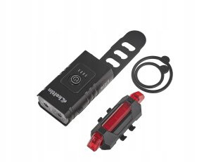 Wodoodporna lampka rowerowa USB IPX4 – zestaw przód (800lm/900mAh) + tył (120lm/120mAh) (120) 3
