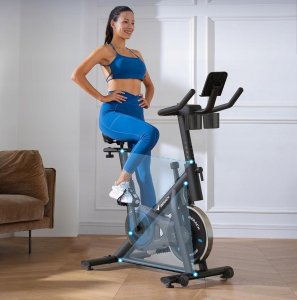 MERACH Rower domowy do 122 kg monitorem spinning bike do treningu kardio 2