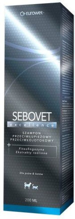 EUROWET Sebovet Excellence - szampon przeciwłupieżowy i przeciwłojotokowy dla kota i psa 200ml 1