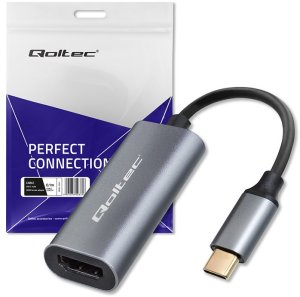 Adapter AV Qoltec Adapter aluminiowa przejciówka USB-C na HDMI 4K | 60Hz | 32AWG 9