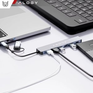 Adapter HUB 7w1 Alogy przejściówka USB-C / USB do USB 3.0 4x USB 2.0 2x USB-C 2.0 12