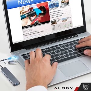 Adapter HUB 7w1 Alogy przejściówka USB-C / USB do USB 3.0 4x USB 2.0 2x USB-C 2.0 13
