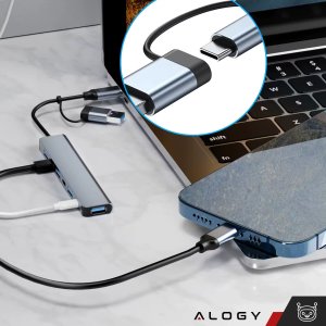 Adapter HUB 7w1 Alogy przejściówka USB-C / USB do USB 3.0 4x USB 2.0 2x USB-C 2.0 14