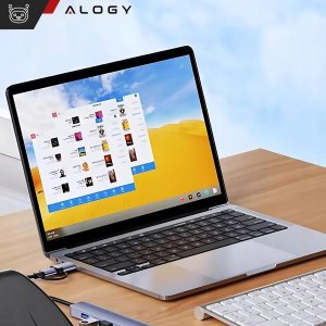 Adapter HUB 7w1 Alogy przejściówka USB-C / USB do USB 3.0 4x USB 2.0 2x USB-C 2.0 6