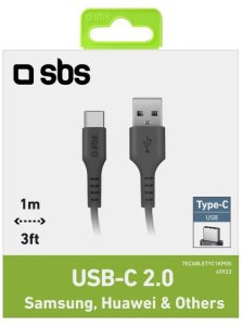 Kabel USB SBS Mobile USB-A - USB-C 1 m Czarny (8018417245923) 3