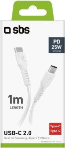 Kabel USB SBS Mobile USB-C - USB-C 1 m Biały (8018417457647) 2