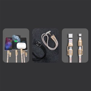 Kabel USB Dudao USB-A - USB-C + Lightning 1.5 m Różowy (6976625334421) 2