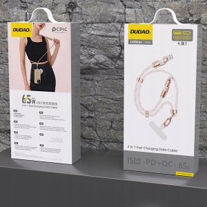 Kabel USB Dudao USB-A - USB-C + Lightning 1.5 m Różowy (6976625334421) 3