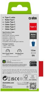 Kabel USB SBS Mobile USB-C - USB-C 1.5 m Niebieski (8018417447792) 2