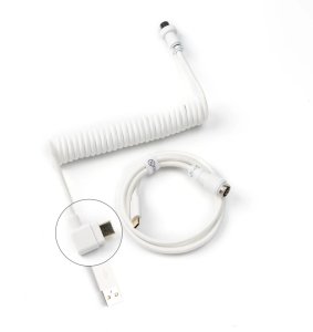 Keychron - Coiled Aviator Cable - Kabel do Klawiatury Mechanicznej Biały - Kątowy 2