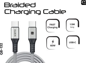 Quick QB-132 Braided 60W Charhing and Data Cable USB-С to USB-С 1.5m 1