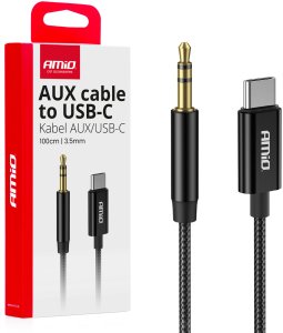 Kabel audio usb-c na aux mini jack 3.5mm 1m amio-04294 1