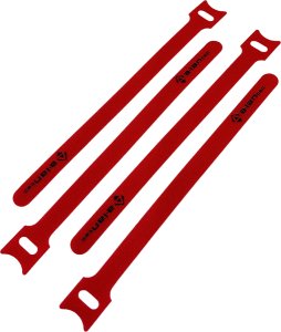 Opaska rzepowa do kabli z oczkiem, długość 200mm, szer.12 mm, czerwony ALANTEC 1
