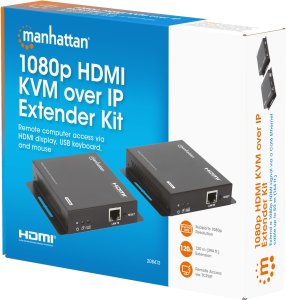 System przekazu sygnału AV Manhattan MANHATTAN 1080p60Hz HDMI KVM over IP Extender Set Przedłużacz sygnału HDMI do 120m przez kabel Cat6 lub sieć IP 8