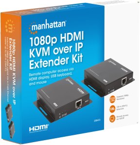 System przekazu sygnału AV Manhattan MANHATTAN 1080p60Hz HDMI KVM over IP Extender Set Przedłużacz sygnału HDMI do 120m przez kabel Cat6 lub sieć IP 9