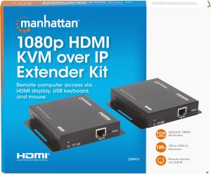 System przekazu sygnału AV Manhattan MANHATTAN 1080p60Hz HDMI KVM over IP Extender Set Przedłużacz sygnału HDMI do 120m przez kabel Cat6 lub sieć IP 10