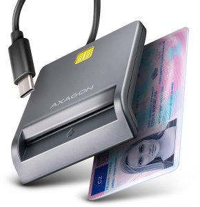 AXAGON CRE-SM3TC, USB-C FlatReader czytnik kart identyfikacyjnych, kabel 1.2 m 1