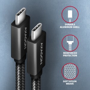 AXAGON BUCM32-CM05AB, SPEED+ kabel USB-C <-> USB-C, 0.5m, USB 20Gbps, PD 100W 5A, 4K HD, ALU, oplot, czarny 3