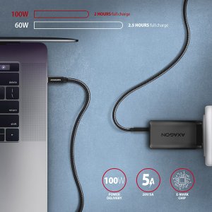 AXAGON BUCM32-CM05AB, SPEED+ kabel USB-C <-> USB-C, 0.5m, USB 20Gbps, PD 100W 5A, 4K HD, ALU, oplot, czarny 4