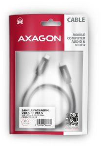 AXAGON BUCM32-CM05AB, SPEED+ kabel USB-C <-> USB-C, 0.5m, USB 20Gbps, PD 100W 5A, 4K HD, ALU, oplot, czarny 9
