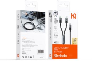 Mcdodo MCDODO KABEL USB-C 2W1 DO IPHONE MACBOOK LED 100W 2M 11