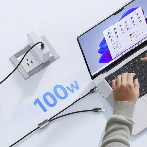 Mcdodo MCDODO KABEL USB-C 2W1 SZYBKIE ŁADOWANIE DO IPHONE 14 MACBOOK LED 100W 2M 2