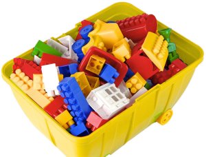 Kuferek Mały z Kolorowymi Klockami K2 180 Elementów Żółty 3