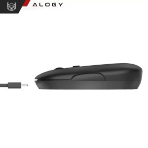 Myszka bezprzewodowa Alogy mysz ergonomiczna mała do laptopa PC bluetooth 2.4GHz cicha czarna 12