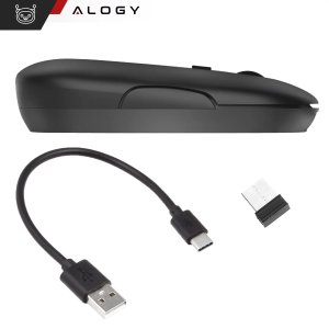 Myszka bezprzewodowa Alogy mysz ergonomiczna mała do laptopa PC bluetooth 2.4GHz cicha czarna 14