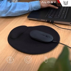 Myszka bezprzewodowa Alogy mysz ergonomiczna mała do laptopa PC bluetooth 2.4GHz cicha czarna 2