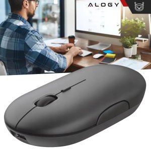 Myszka bezprzewodowa Alogy mysz ergonomiczna mała do laptopa PC bluetooth 2.4GHz cicha czarna 4