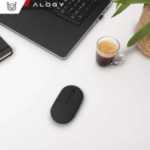 Myszka bezprzewodowa Alogy mysz ergonomiczna mała do laptopa PC bluetooth 2.4GHz cicha czarna 5